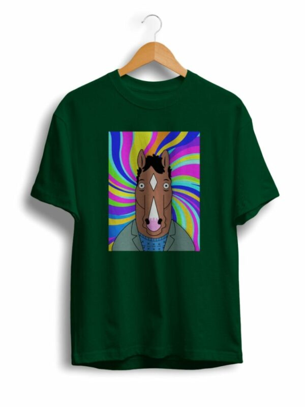 rainbow horse olive green t shirt