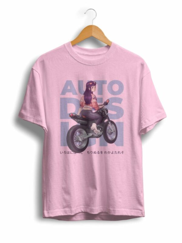 Anime Girl Motorbike Baby Pink t shirt