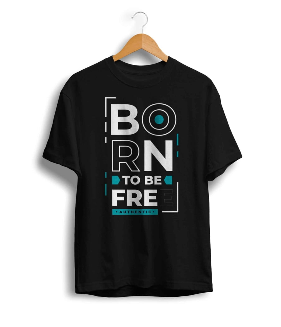 U/P Born to be free Unisex Black Tshirt