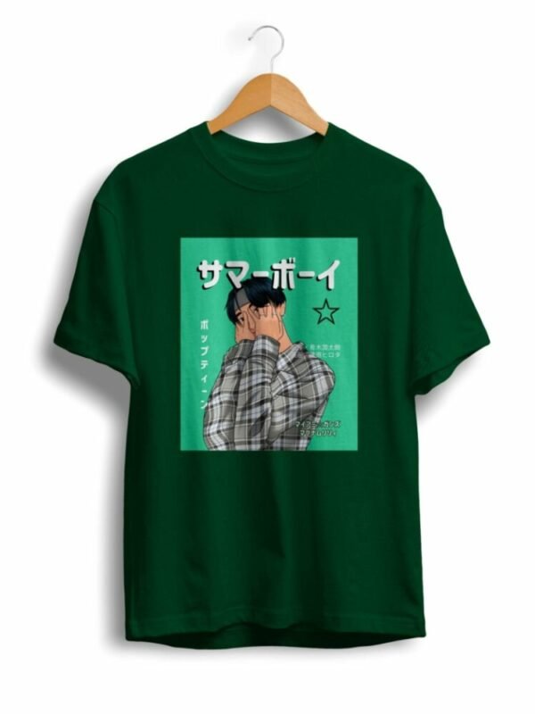 japanese anime olive green t shirt