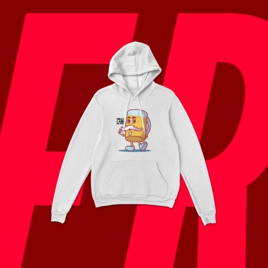 U/P Mr Beer Unisex White Hoodie