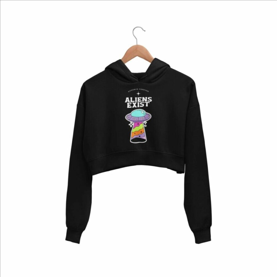Aliens Exist Crop Hoodie