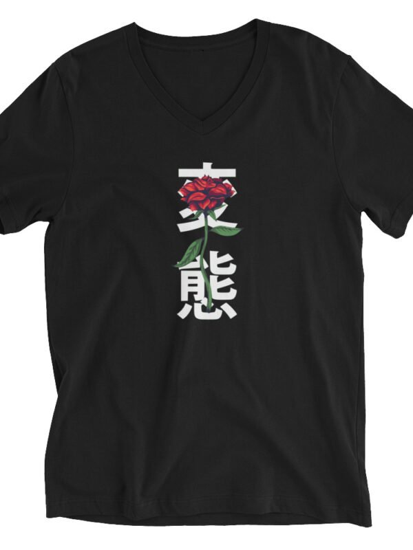 Japanese Rose V Neck T Shirt