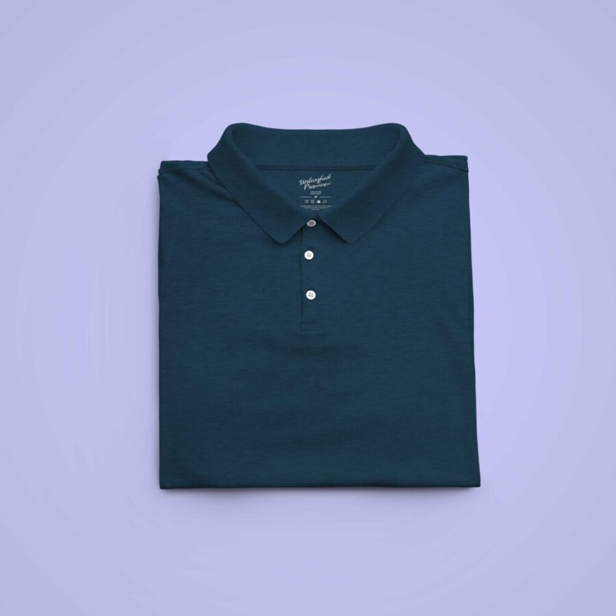Petrol Blue Solid Collar T Shirt