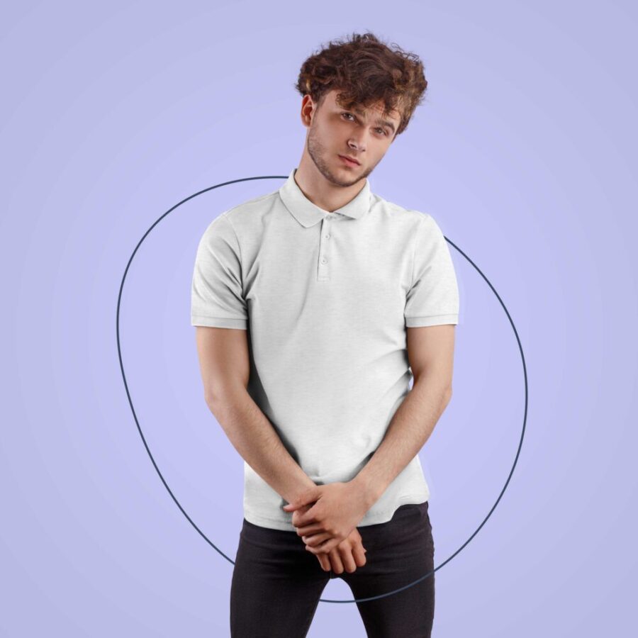 White Solid Collar T Shirt