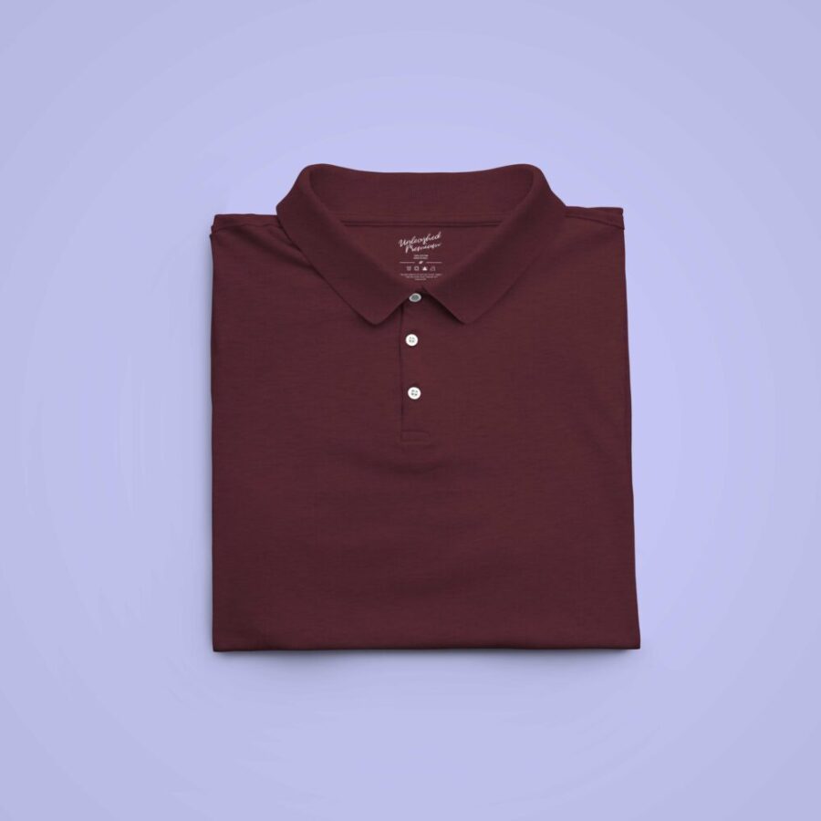 Maroon Solid Collar T Shirt