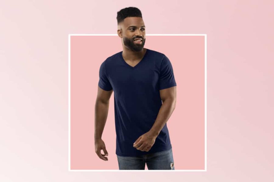 Black Solid Vneck T Shirt