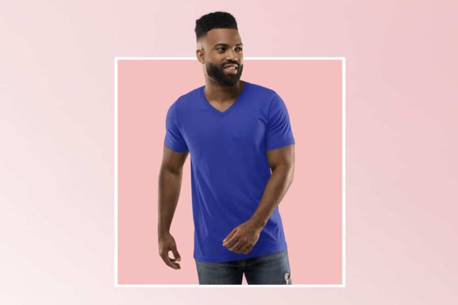 Royal Blue Solid Vneck T Shirt