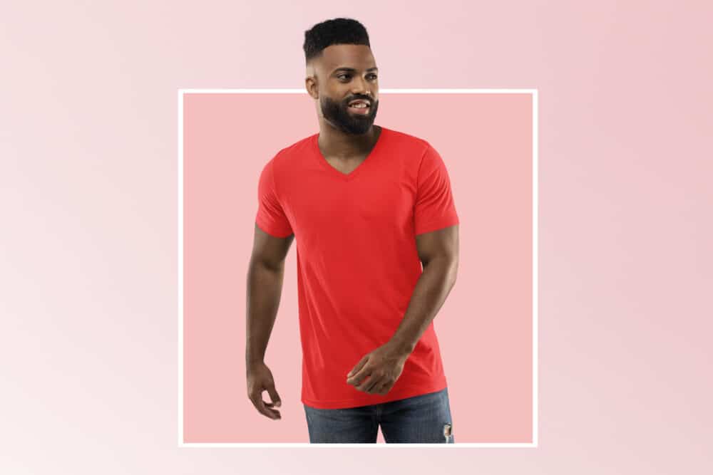 Red Solid Vneck T Shirt