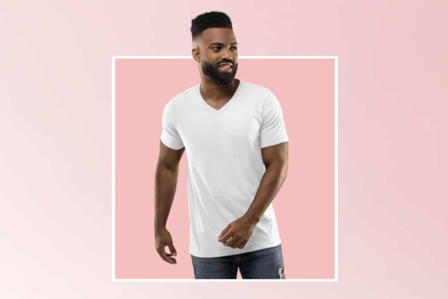 White Solid Vneck T Shirt
