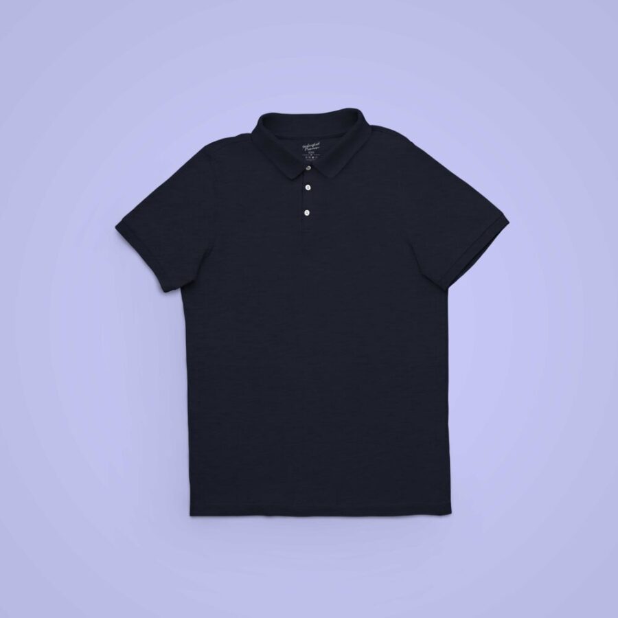 Navy Blue Solid Collar T Shirt