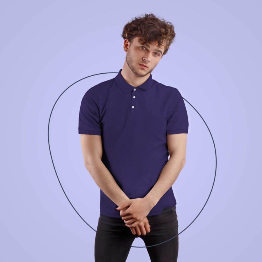 Purple Solid Collar T Shirt