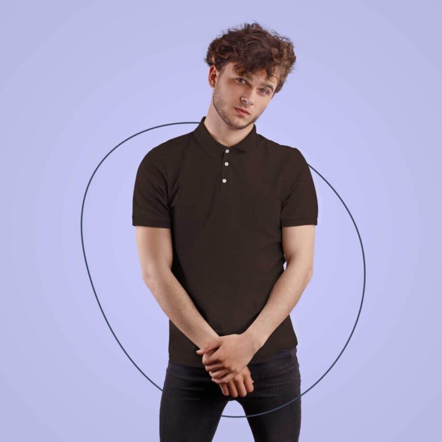 Brown Solid Collar T Shirt