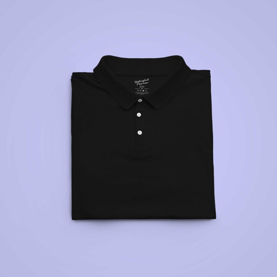 Black Solid Collar T Shirt