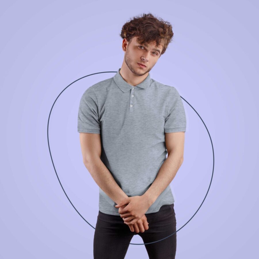 Grey Malenge Solid Collar T Shirt