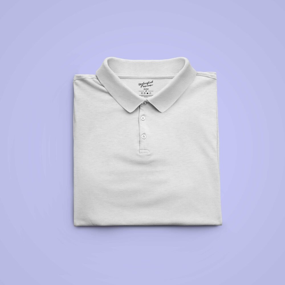 White Solid Collar T Shirt