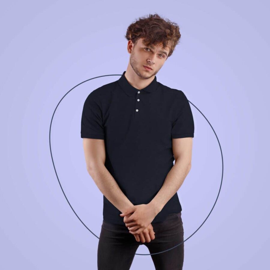 Navy Blue Solid Collar T Shirt