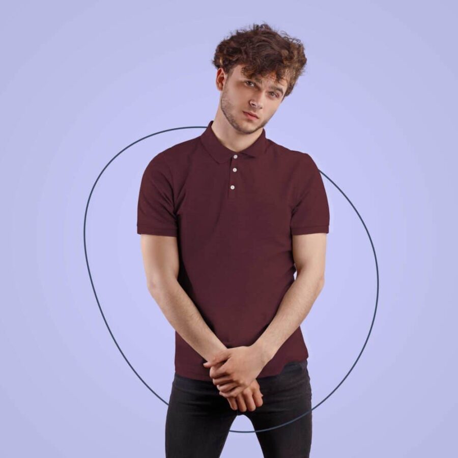 Maroon Solid Collar T Shirt