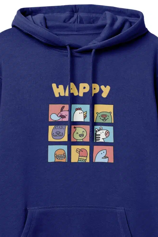 Happy Cartoon Royal Blue Hoodie