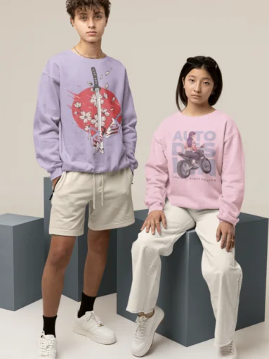 mockup-of-a-young-woman-and-man-wearing-sweatshirts-at-a-studio-m26199