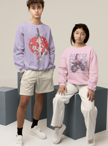 mockup-of-a-young-woman-and-man-wearing-sweatshirts-at-a-studio-m26199