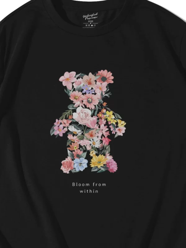 flower teddy black oversized t shirt zoom