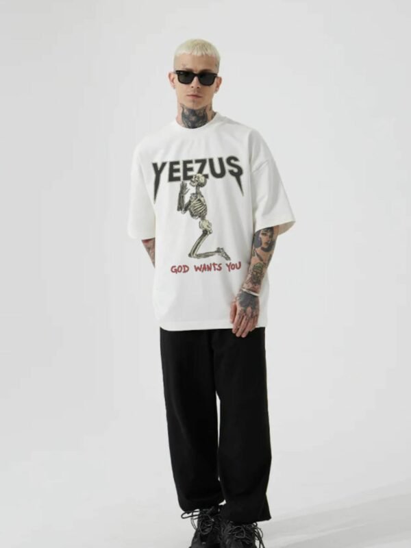 Yeezus white oversized T-Shirt full body pose