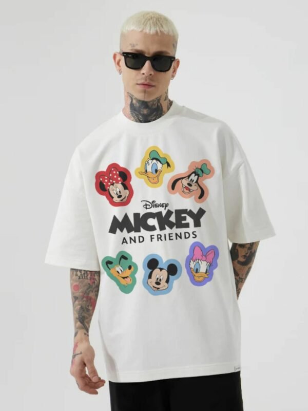 micky mouse white oversized t shirt front pose
