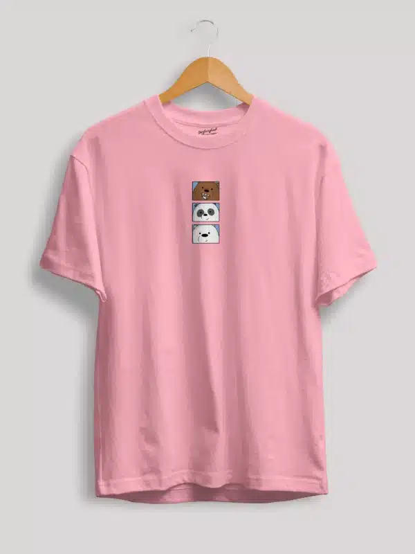 all chracters we bare bears t shirt baby pink