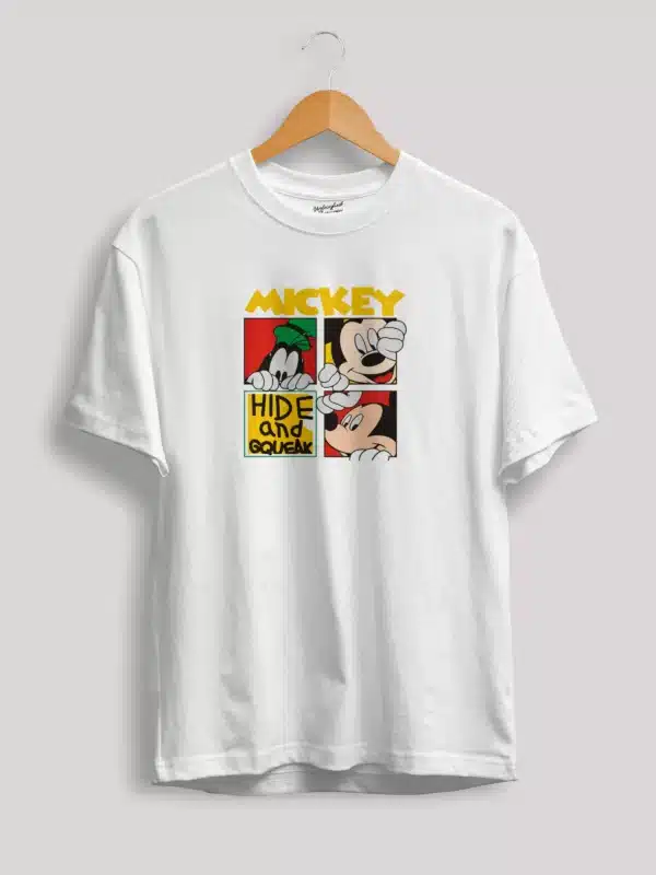 mickey hide and queck t shirt white